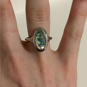 Vintage Avon Abalone Shell Ring – Silver Tone (Size 8–9)